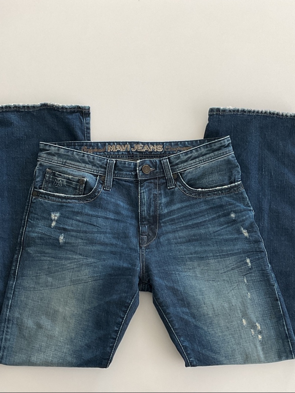 Mavi Men’s Faded Blue Distressed Jeans | JOSH regular – rise, boot cut 32 x 32